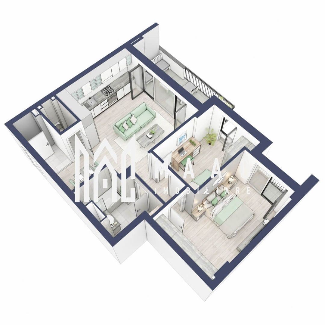 Apartament 3 camere | Etaj 2 | Balcoane 10.6 mp | Turnisor - Poză 2