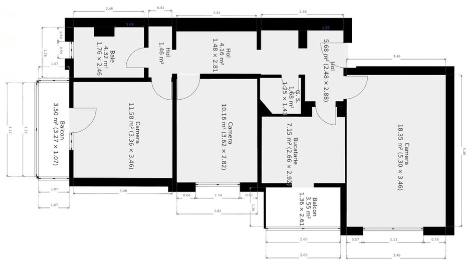 Ap. decomandat cu 3 camere | Lipovei | Comision 0% - Poză 2