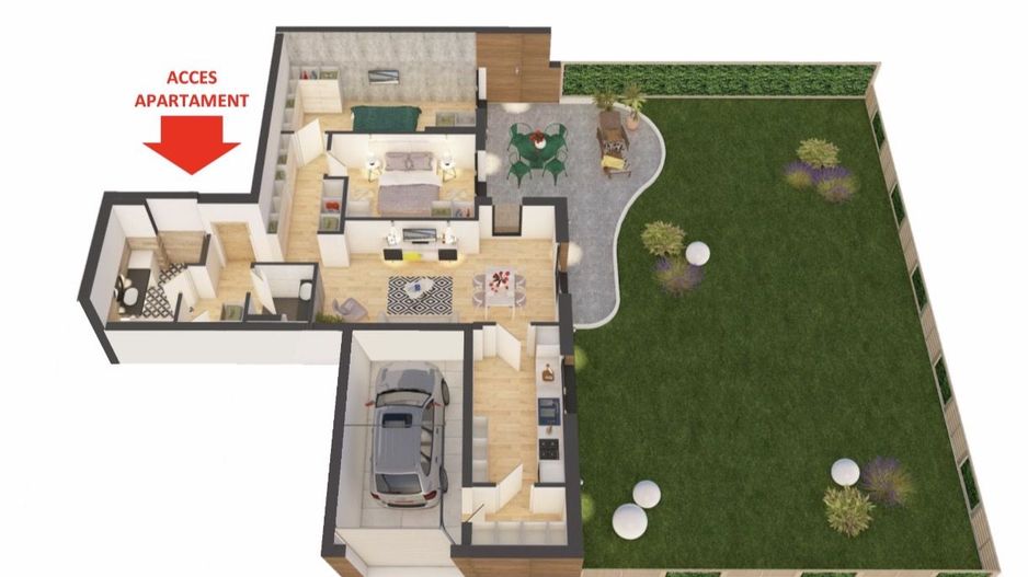 PROPRIETATE VANDUTA Apartament ARED spectaculos cu gradina si garaj - Poză 3