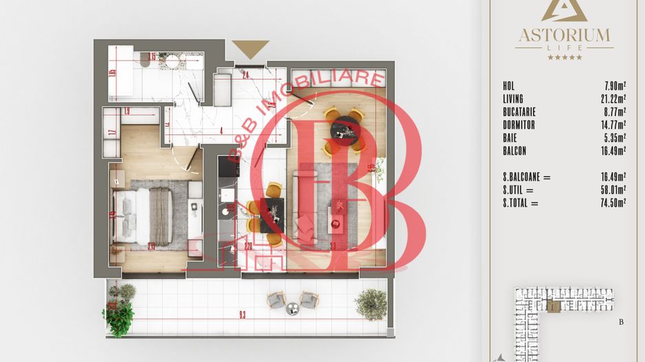 2 camere  proiect premium titan pallady - Schiță 6