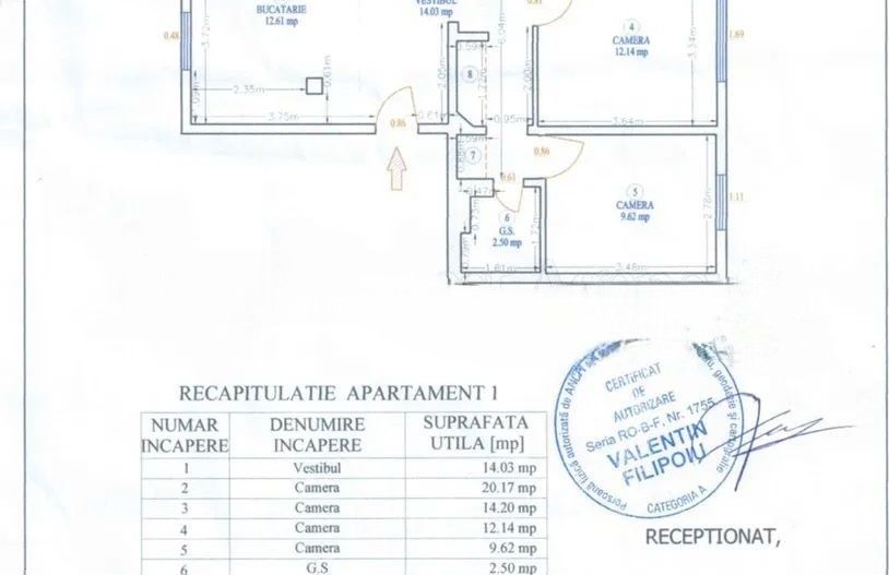 APARTAMENT 4 CAMERE | CENTRALA PROPRIE | RENOVAT | AVIATIEI - Schiță 9