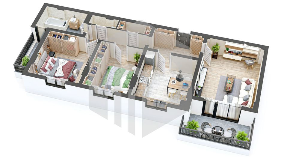 Aleea Streiu | Apartament 3 camere 2 bai Bucatarie Separata | Hipodrom - Poză 4
