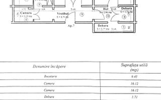 2 camere decomandat 65mp Bartolomeu etaj 1 cu centrala - Schiță 10