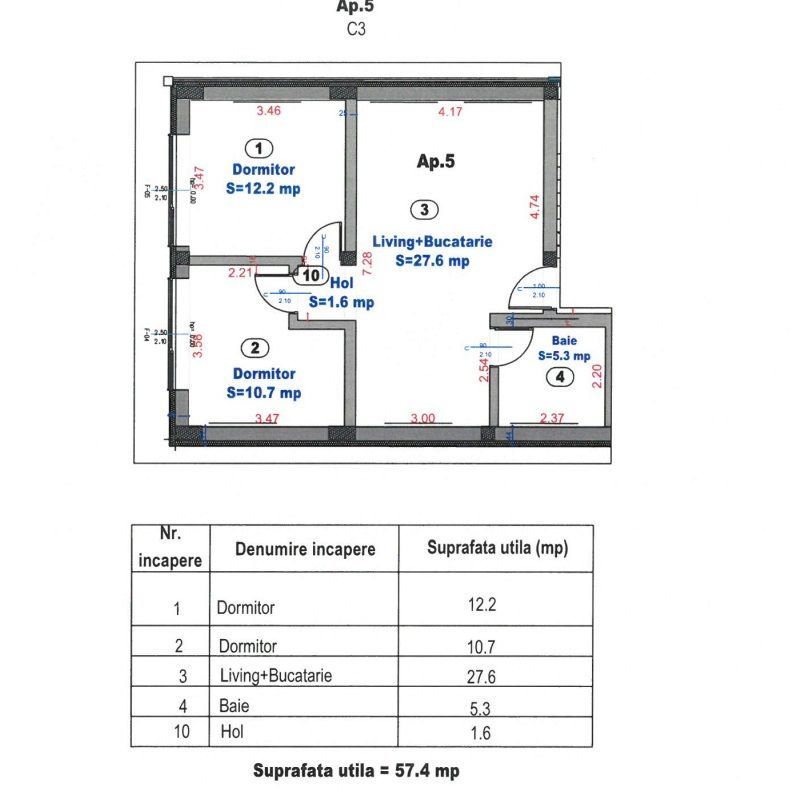 Apartament 3 camere finisat LA CHEIE - Turnisor Sibiu - Schiță 6