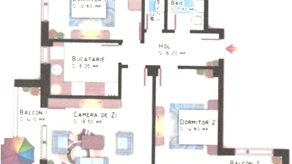 🏡 Închiriez Apartament cu 3 camere, bloc nou, parcare inclusă, vedere Parc Teil - Poză 2