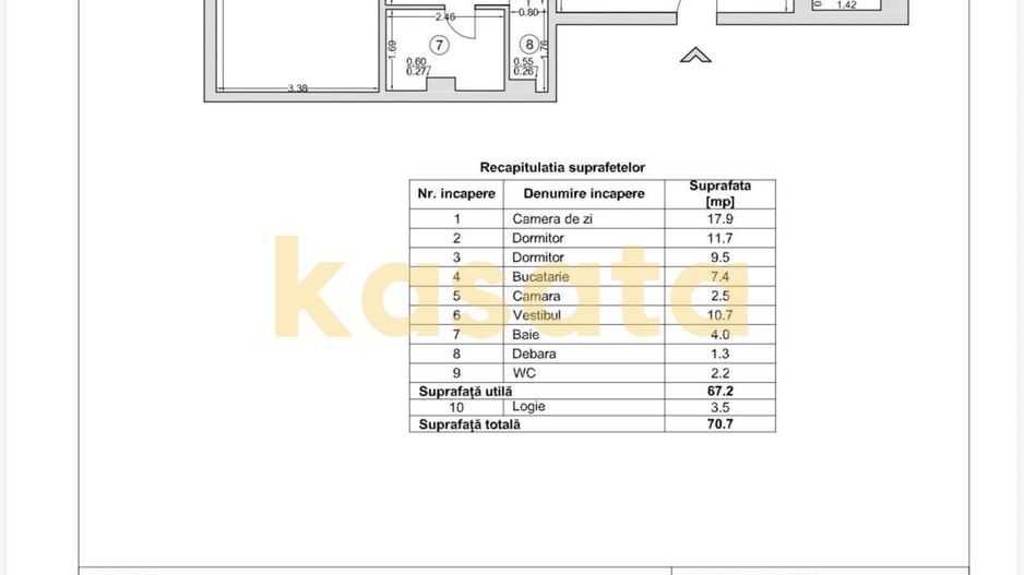3 camere | Etaj 1 | 2 băi | 2 debarale | Decomandat | Zona Vitan - Schiță 15