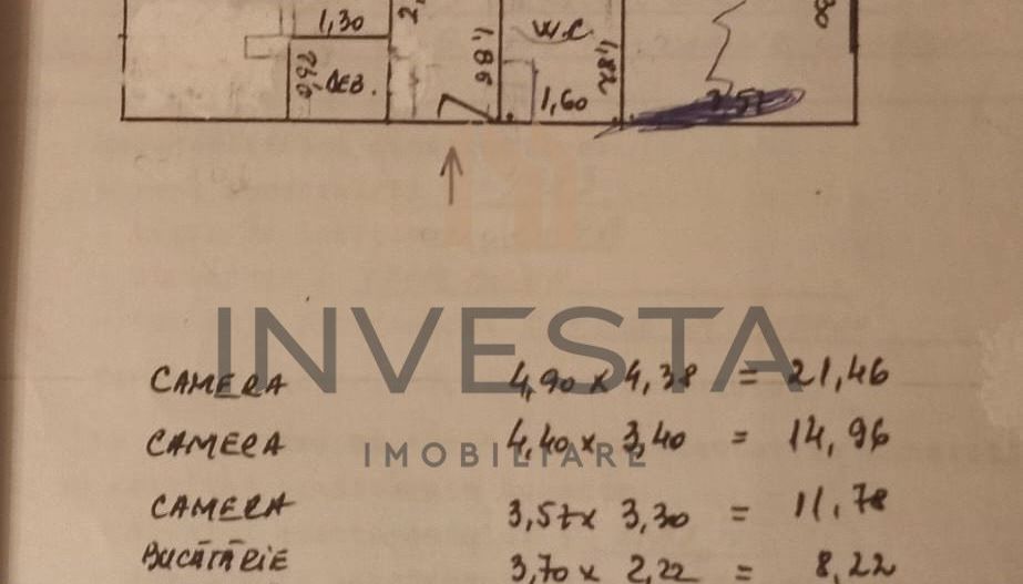 3 camere decomandate, 78 mp, Scortarilor–ideal locuință sau investiție - Schiță 9