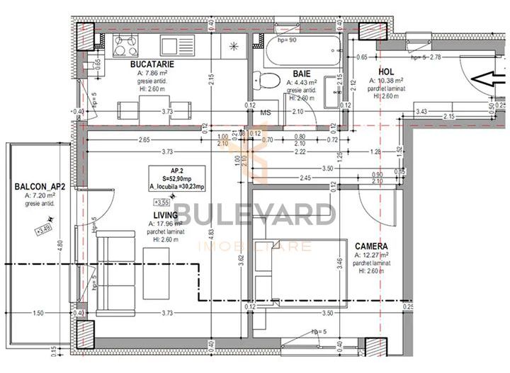 Apartament 2 camere, parcare subterana, zona Garii! - Schiță 4