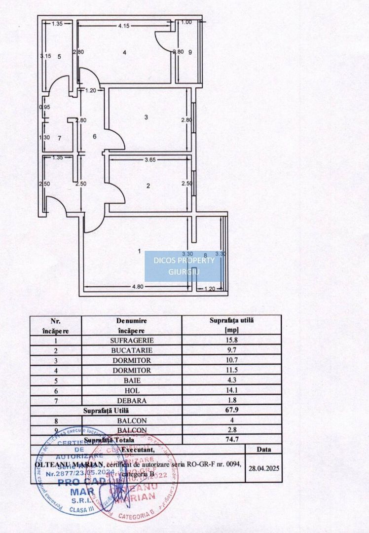 Apartament 3 camere de vânzare – Tineretului - Schiță 10