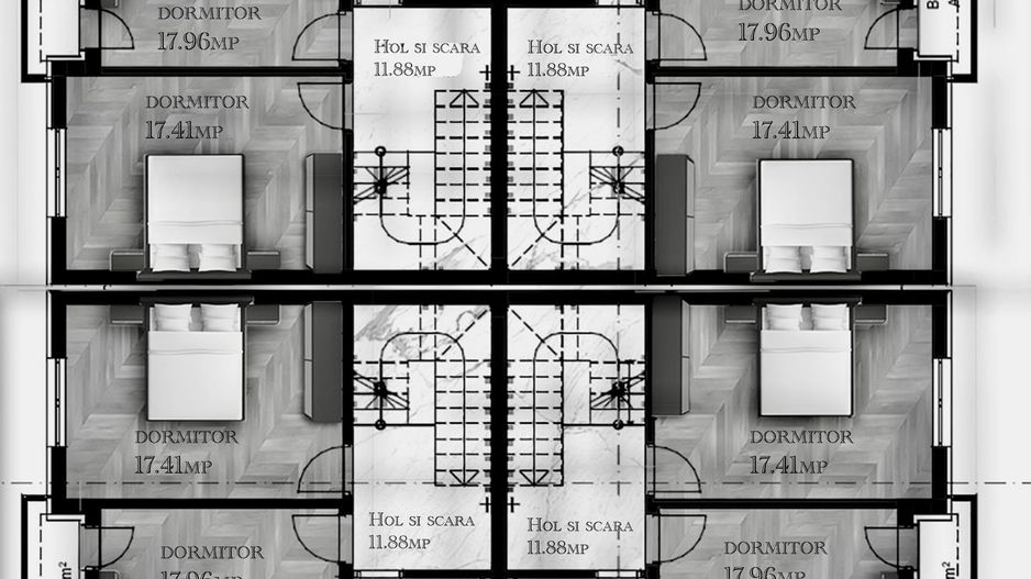 CASE TIP DUPLEX, 6 CAMERE, TOATE UTILITATILE, CENTRALA, COMISION 0% - Schiță 8