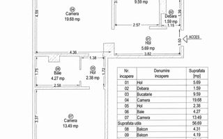 Odobescu | 2 Camere | Etaj Intermediar | 2 Balcoane | 66 mp Total - Schiță 8