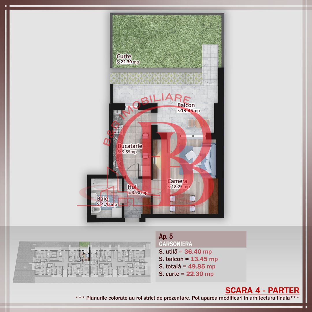 Garsoniera cu gradina -oferta lansare proiect Pallady - Schiță 1