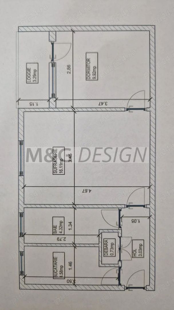 Apartament 2 camere Calea Sagului parter cu balcon - Schiță 10