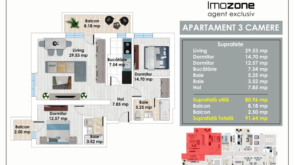 Apartament Spatios | 3 Camere | 2 Bai | 2 Balcoane | la 5 min de Metrou Pacii - Poză 19