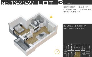 Studio 2 cam - Ideal Investitie - Comision 0%, Pallady - Schiță 9