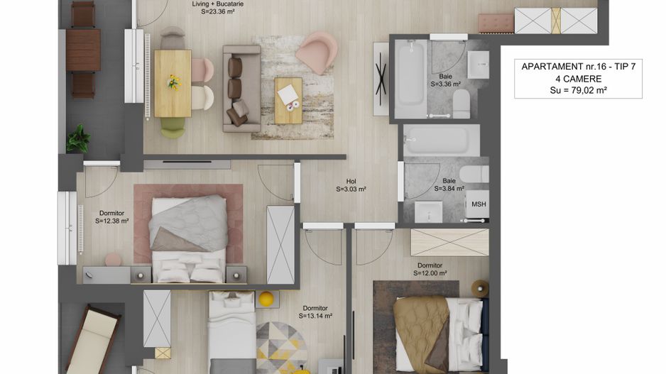 Apartament 4 camere in Sibiu - Schiță 5