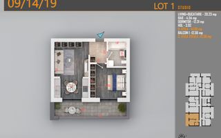 APARTAMENT 2 CAMERE TIP STUDIO CU INCALZIRE IN PARDOSEALA - Poză 5