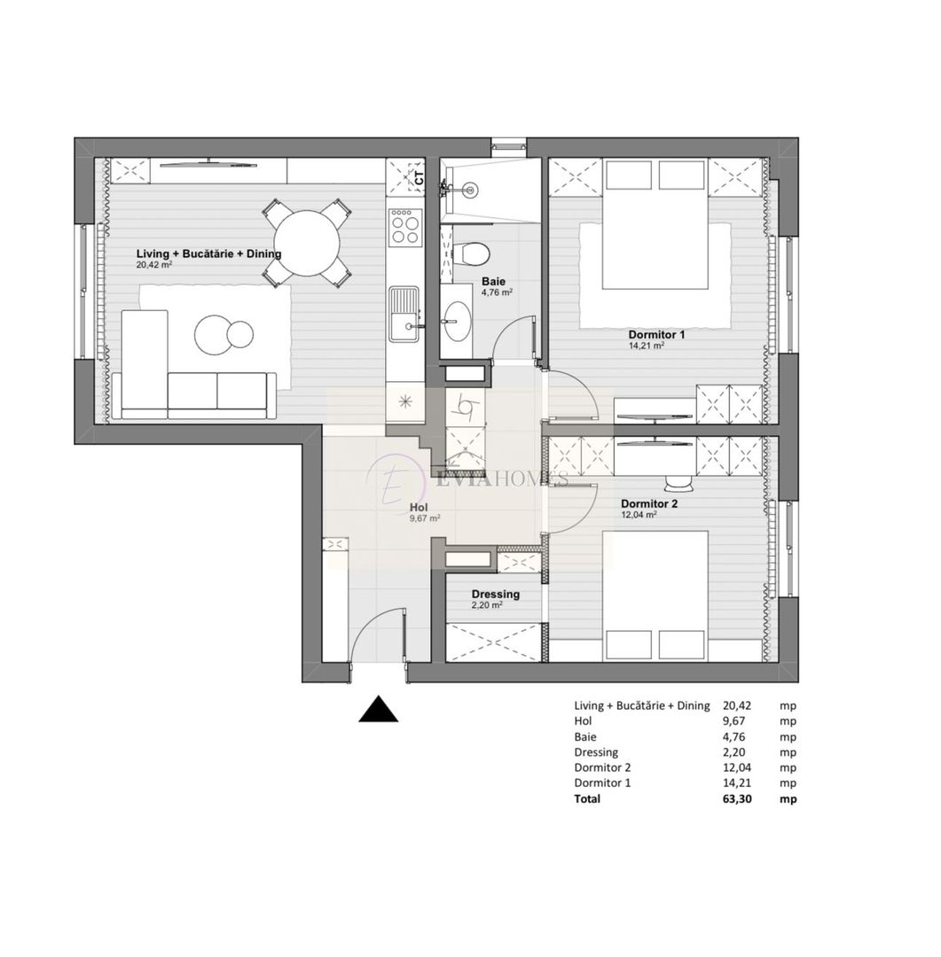 Zona Năsăud/3 camere/Complet renovat - Schiță 8