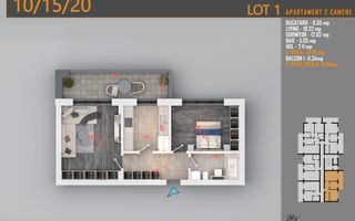 2 Camere decomandat 64 mp Pallady, Metrou Teclu, Comision 0% - Poză 2