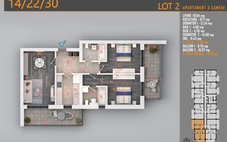 Apartament 3 camere Titan Th. Pallady-Sector 3-Metrou Teclu - Schiță 3