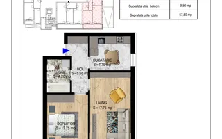 2 camere decomandat   Pallady Metrou Nicolae Teclu - Schiță 17