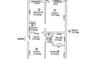 Apartament 3 camere, 63 mp, Craiter, etaj 4/4, vedere pe 2 părți - Poză 9