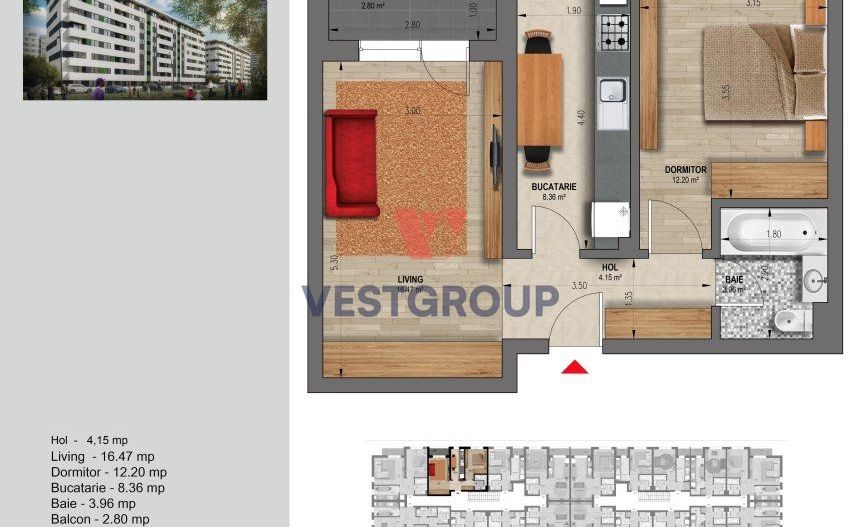 Apartament 2 cam- 48mp utili- decomandat Weiner 12 Residence Direct Dezvoltator - Poză 14