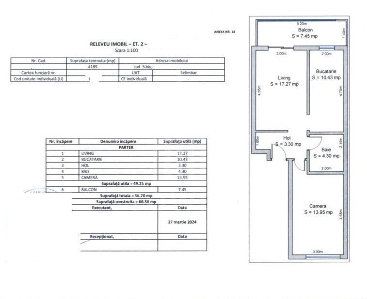 Apartament cu 2 camere de vanzare | Selimbar - Schiță 8