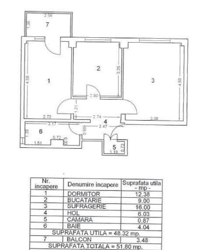 Apartament 2 camere Tulcea - Schiță 3