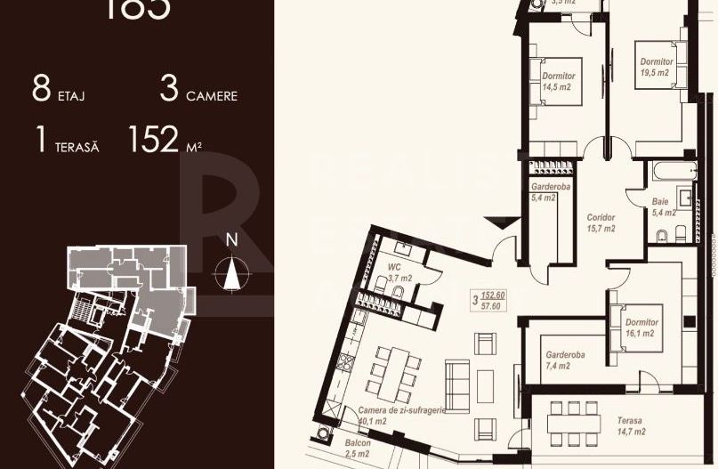 Vânzare  Penthouse 152 mp, strada Burebista, Ialoveni - Poză 9