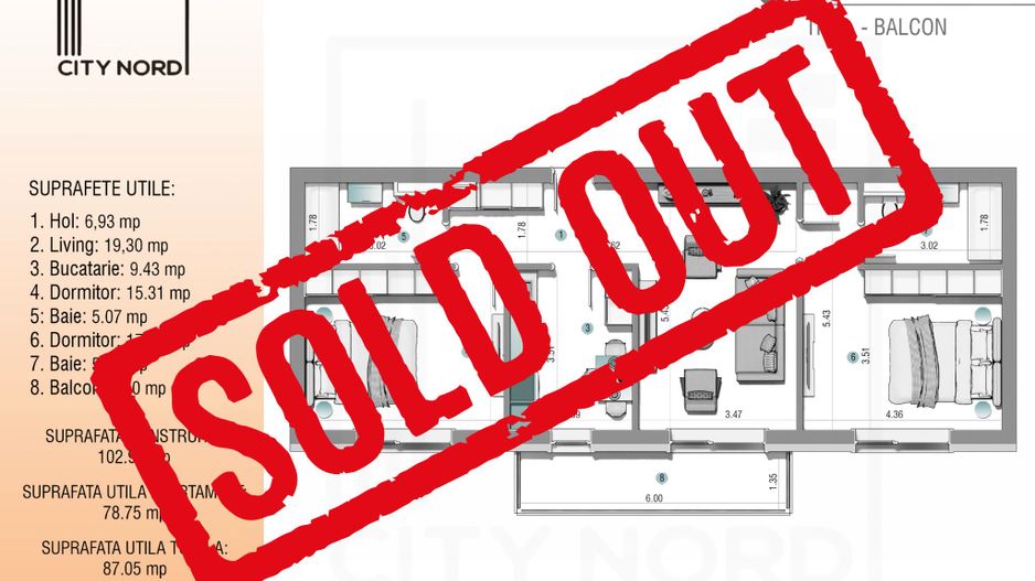 3 camere, 79.5 mp + balcon (Etaj 1 sau 2/3) - Poză 1