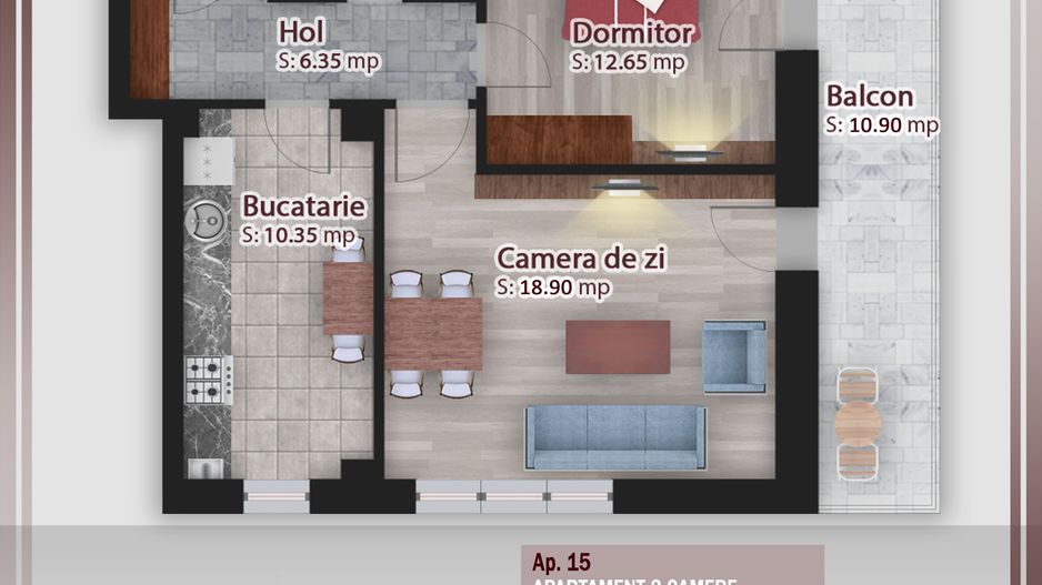 2 camere decomandat -oferta lansare proiect Pallady - Schiță 1