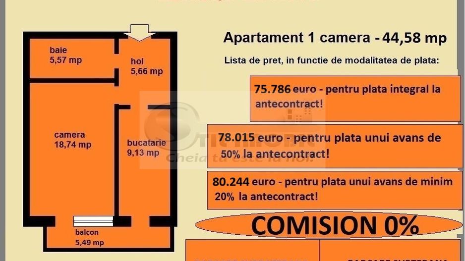 Apartament decomandat de vanzare in Iasi, Galata, 44,58 mp, bloc nou - Poză 2