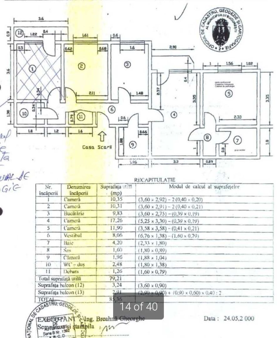 Apartament 4 camere Calea Mosilor | Bloc 1981 reabilitat | Centrala proprie - Schiță 8