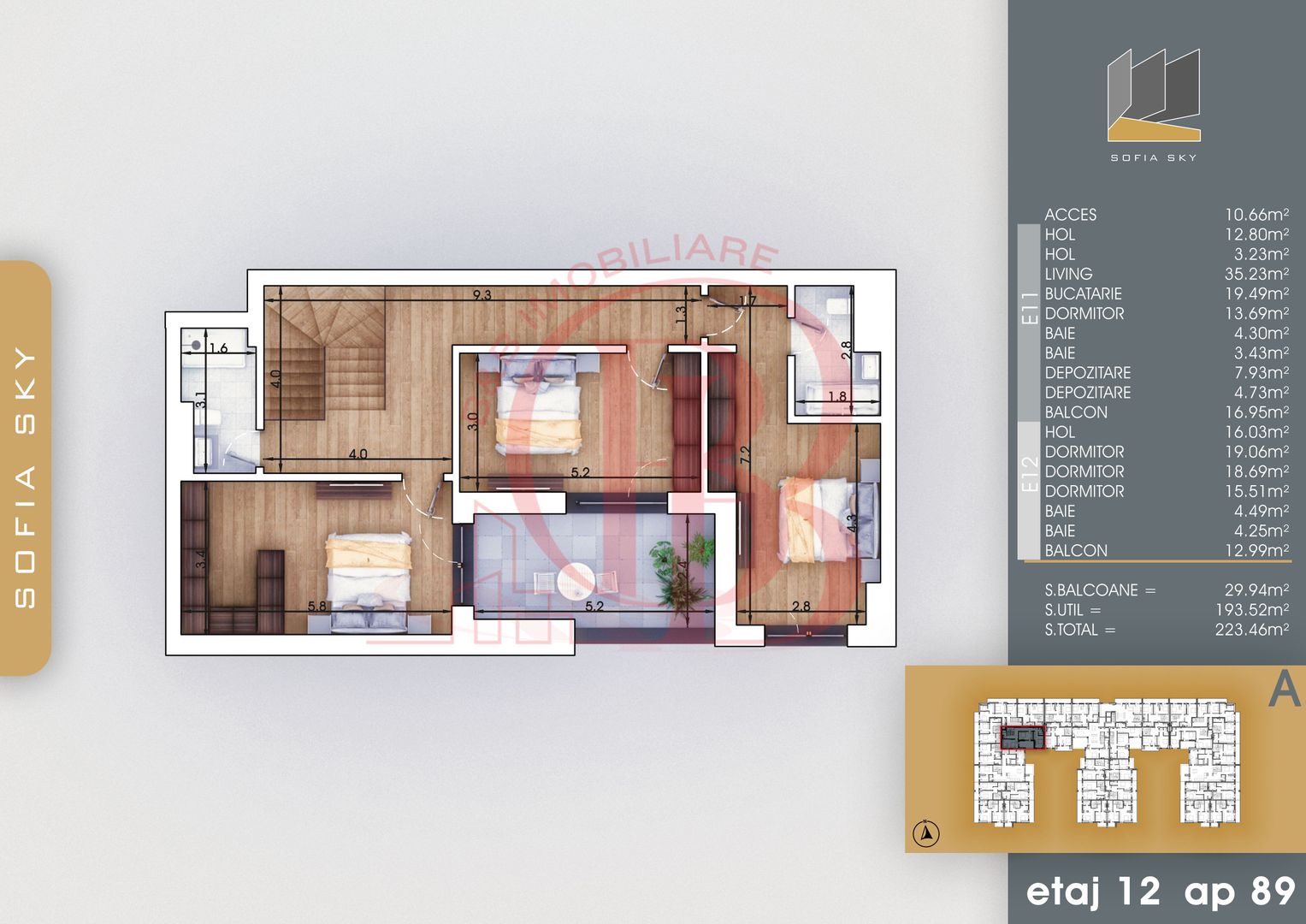 Apartament 5 camere Scara interioara Bloc Finalizat Pallady - Schiță 6