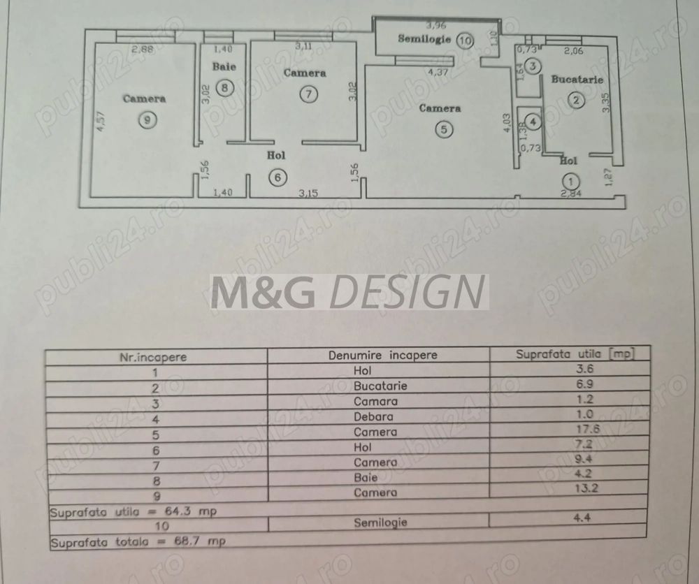 Apartament 3 camere Girocului - Schiță 7