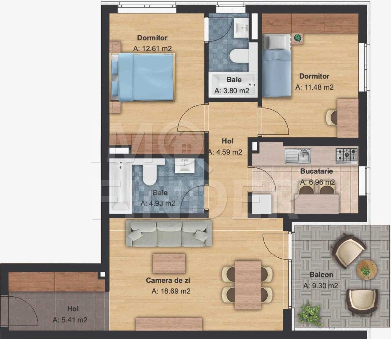 Apartament nou de 3 camere superfinisat, cartier Bună Ziua - Poză 6