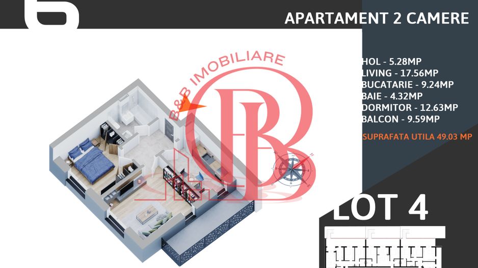 Apartament 2 camere decomandat  Titan Pallady Metrou Teclu - Schiță 9