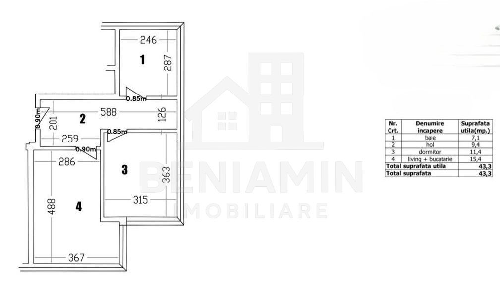 Apartament-Bloc Nou-Gradina Botanica-Etaj 3-Centrala-La Cheie-Liber - Schiță 7