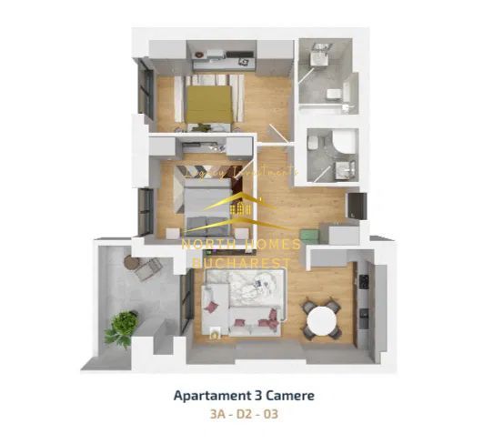 Apartament de 3 camere si 2 bai cu garaj subteran - Cortina North - Poză 5