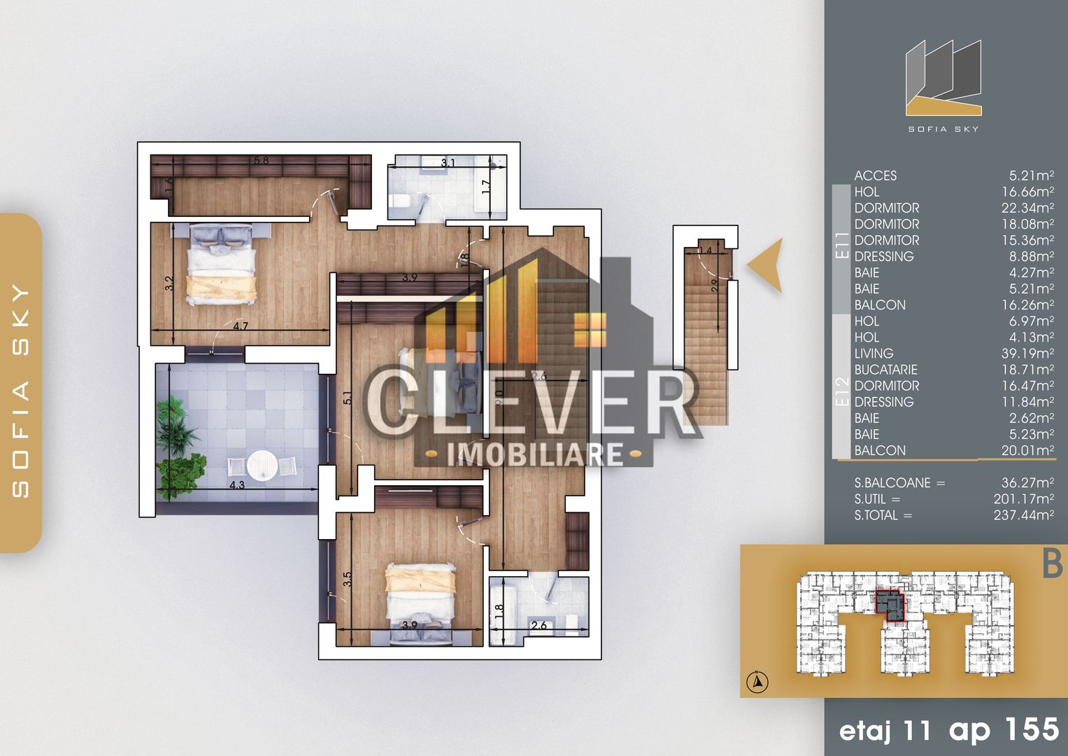 Apartament Duplex 5 Camere 247 mp, 4 bai, 700m Metrou Nicolae Teclu - Schiță 7