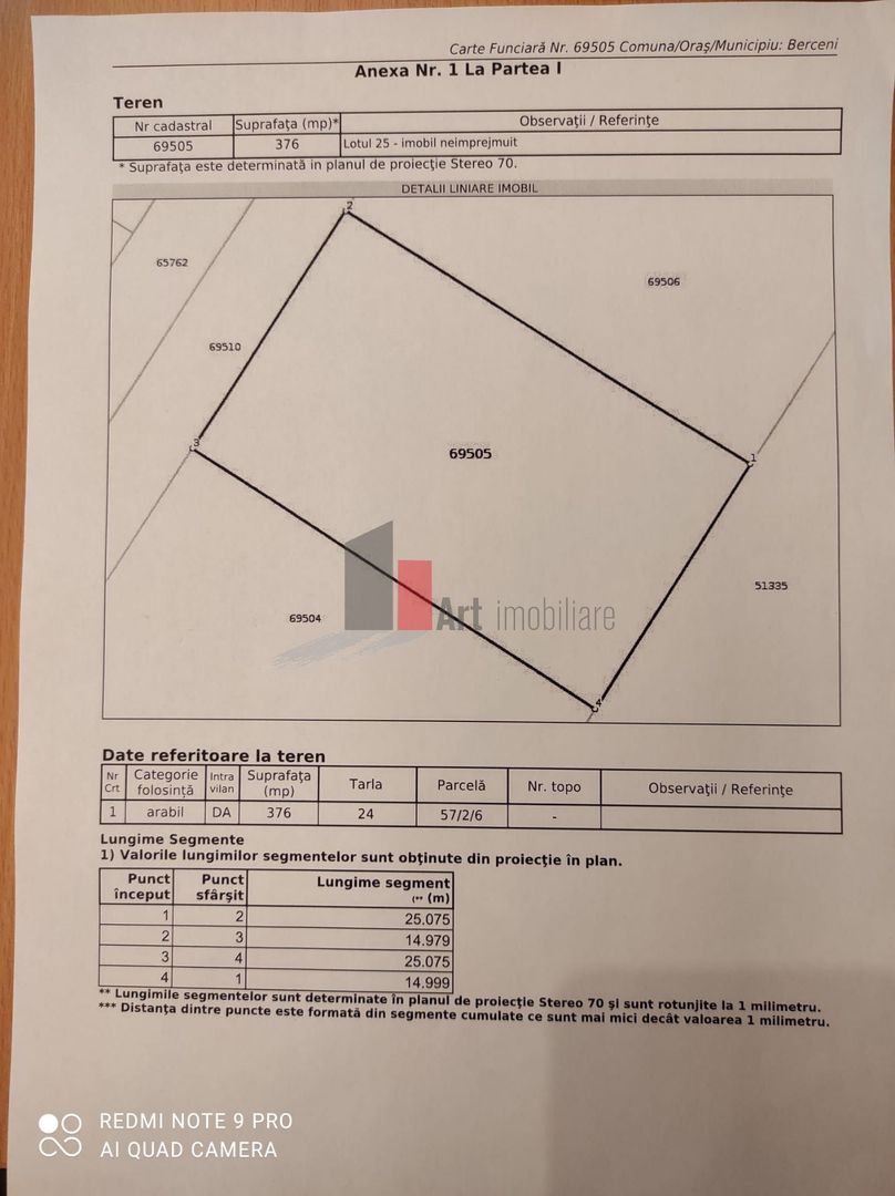 Teren intravilan comuna Berceni - 376 mp - Poză 2