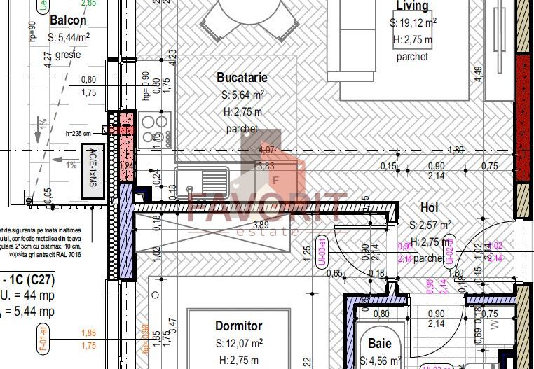 Comision 0%. Pozitie excelenta. Apartamante 1,2 si 3 camere. - Schiță 12