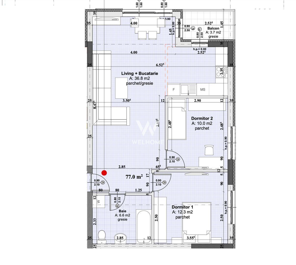Apartament 3 camere, bloc NOU -  etaj 6 cu lift - Poză 8