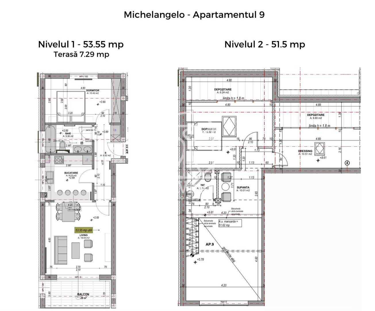 Penthouse 4 camere - aer conditionat  (NCL-41D-Mi-ap.9) - Poză 16