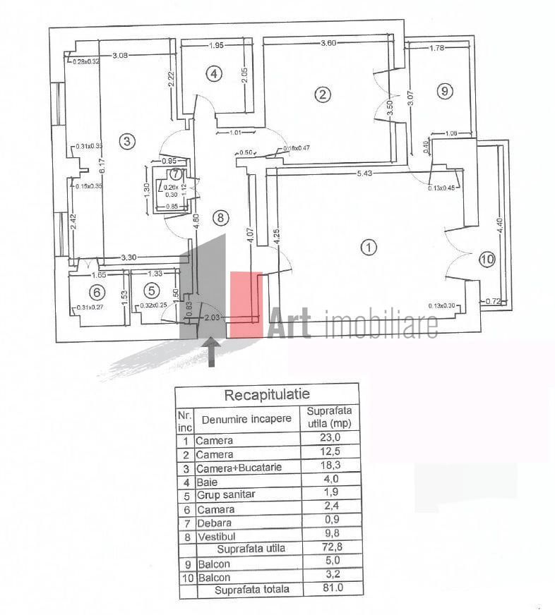 Ap. decomandat 3 camere,  Suprafata utila 73 mp, Bdul. Națiunile Unite - Poză 3