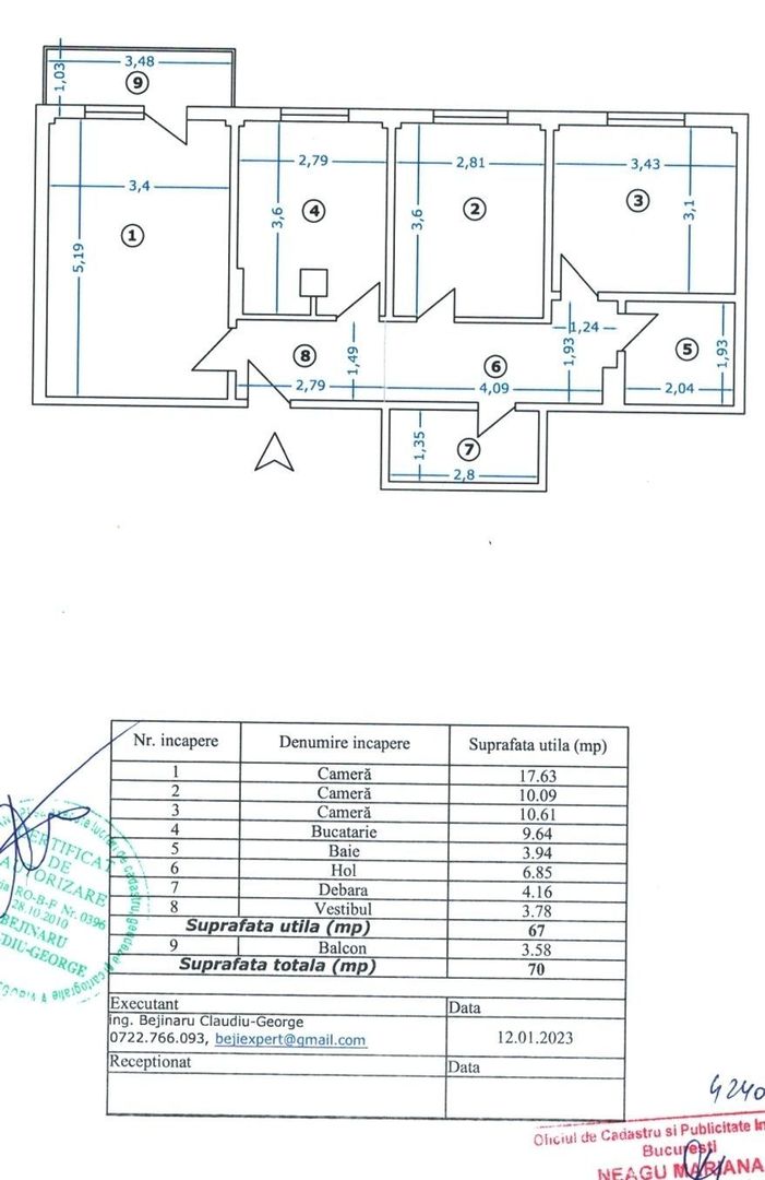 Apartament de 3 camere decomandat – vedere liberă spre Piața Victoriei - Poză 7