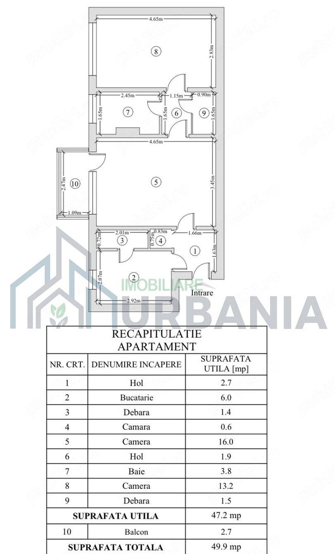 Apartament 2 camere, Tătărași Flora, etaj 1, 49,9 mp, mobilat și utilat, Iași - Poză 1