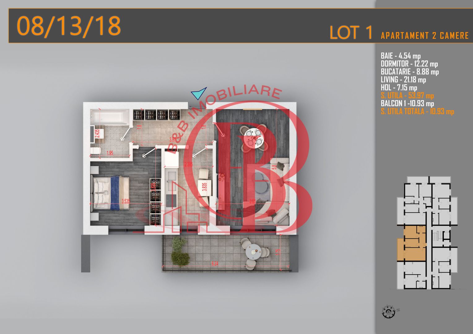 Apartament decomandat 2 camere -Titan Pallady Metrou Teclu - Schiță 1