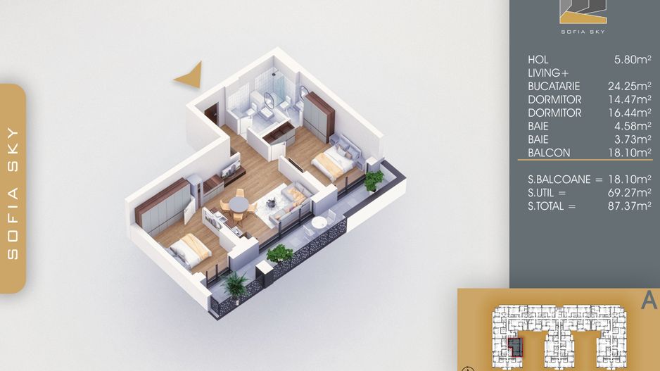 3 camere finalizare rapida 700 metri M Nicolae Teclu Titan Pallady - Schiță 6